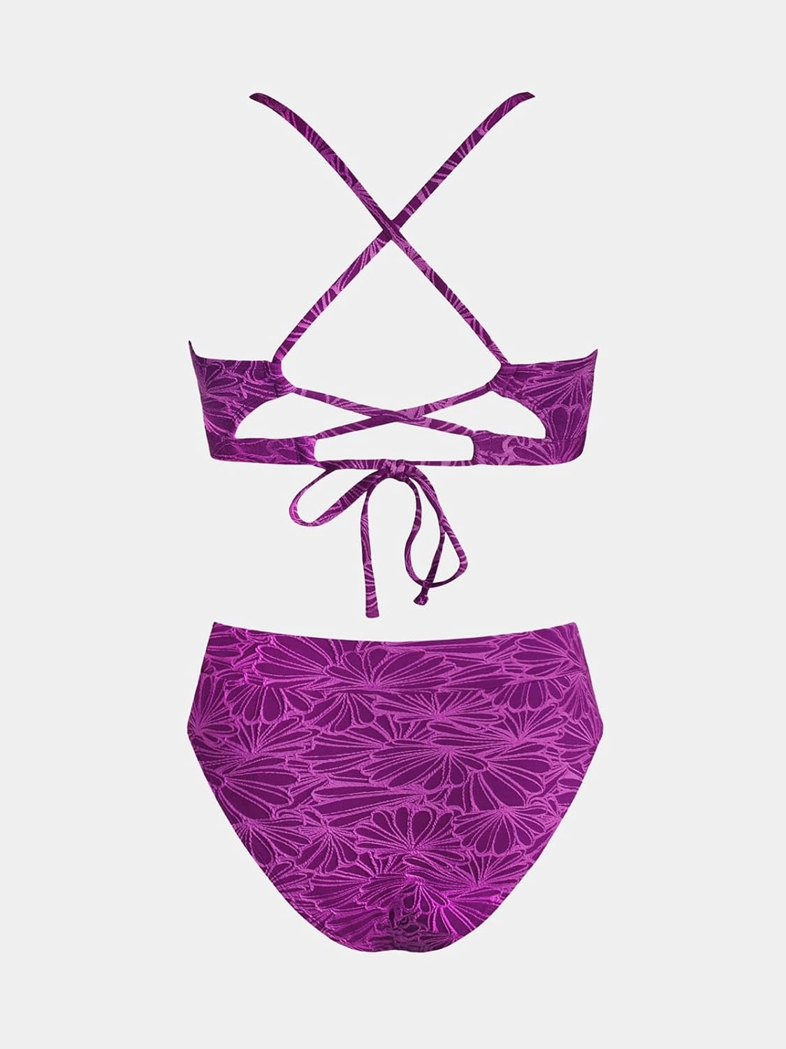 CUPSHE Bikini Set for Women Bathing Suit High Waisted Scalloped V Neck Two Pieces Swimsuit
