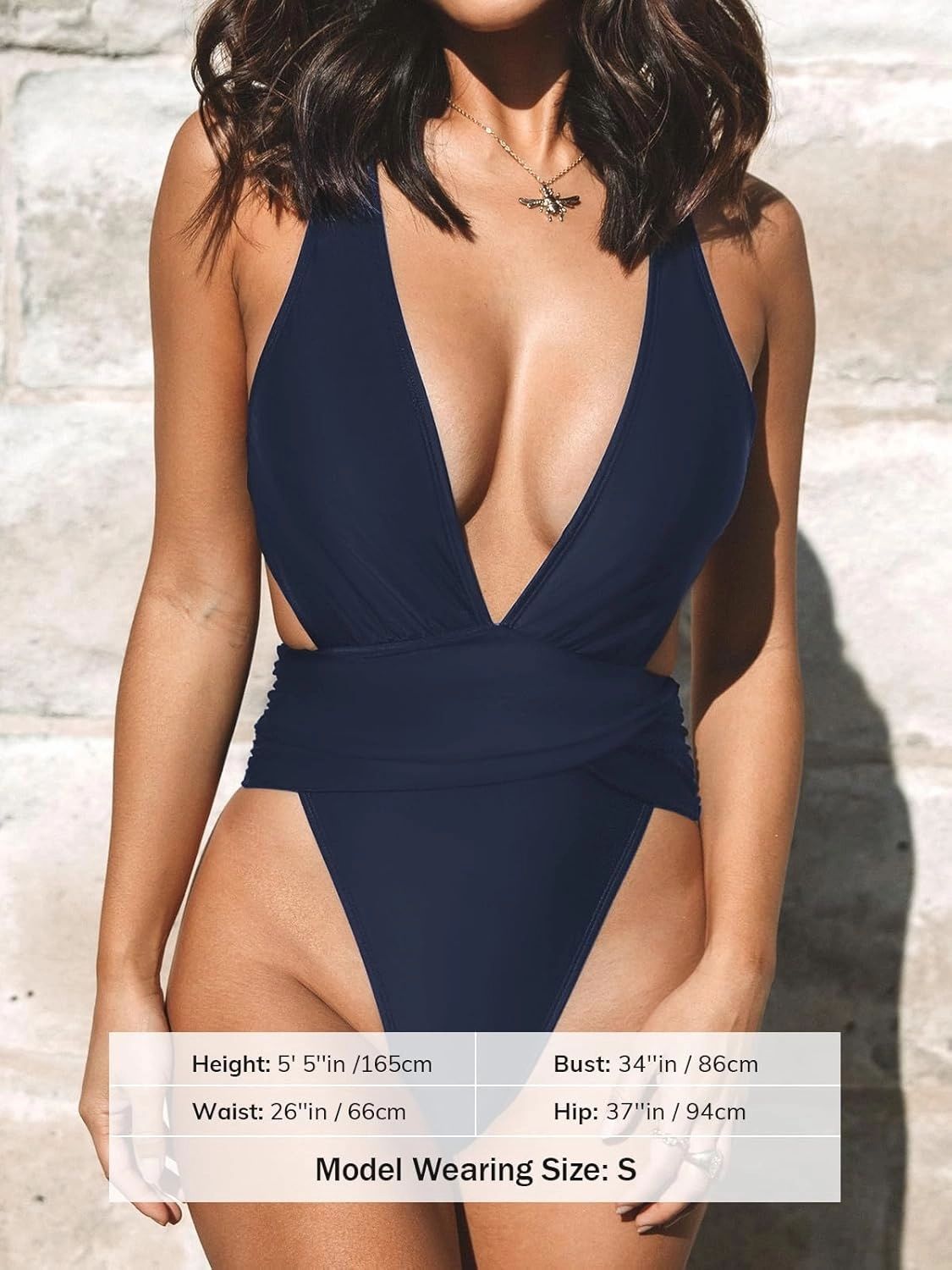 CUPSHE One Piece Swimsuit for Women Bathing Suit Cut Out Cross Back Tie Deep V Neck Ruched High Cut
