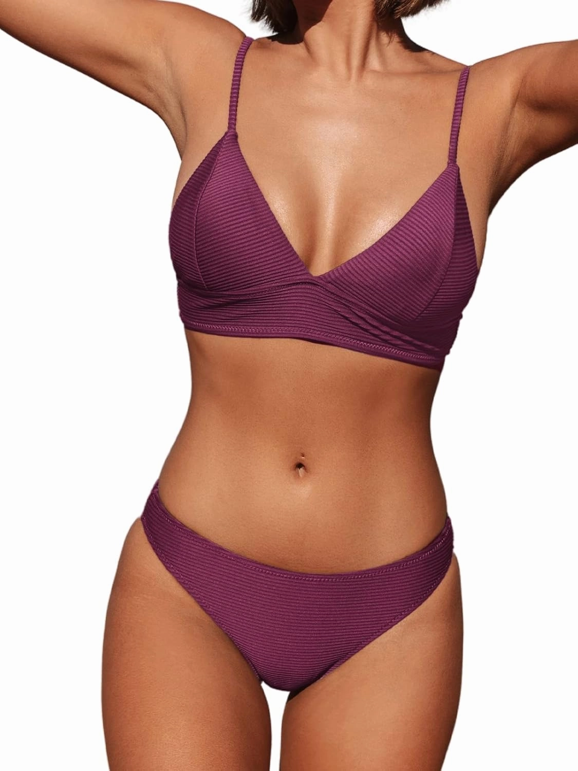 CUPSHE Women Bikini Set Solid Color Sexy Triangle Two Piece Swimsuit
