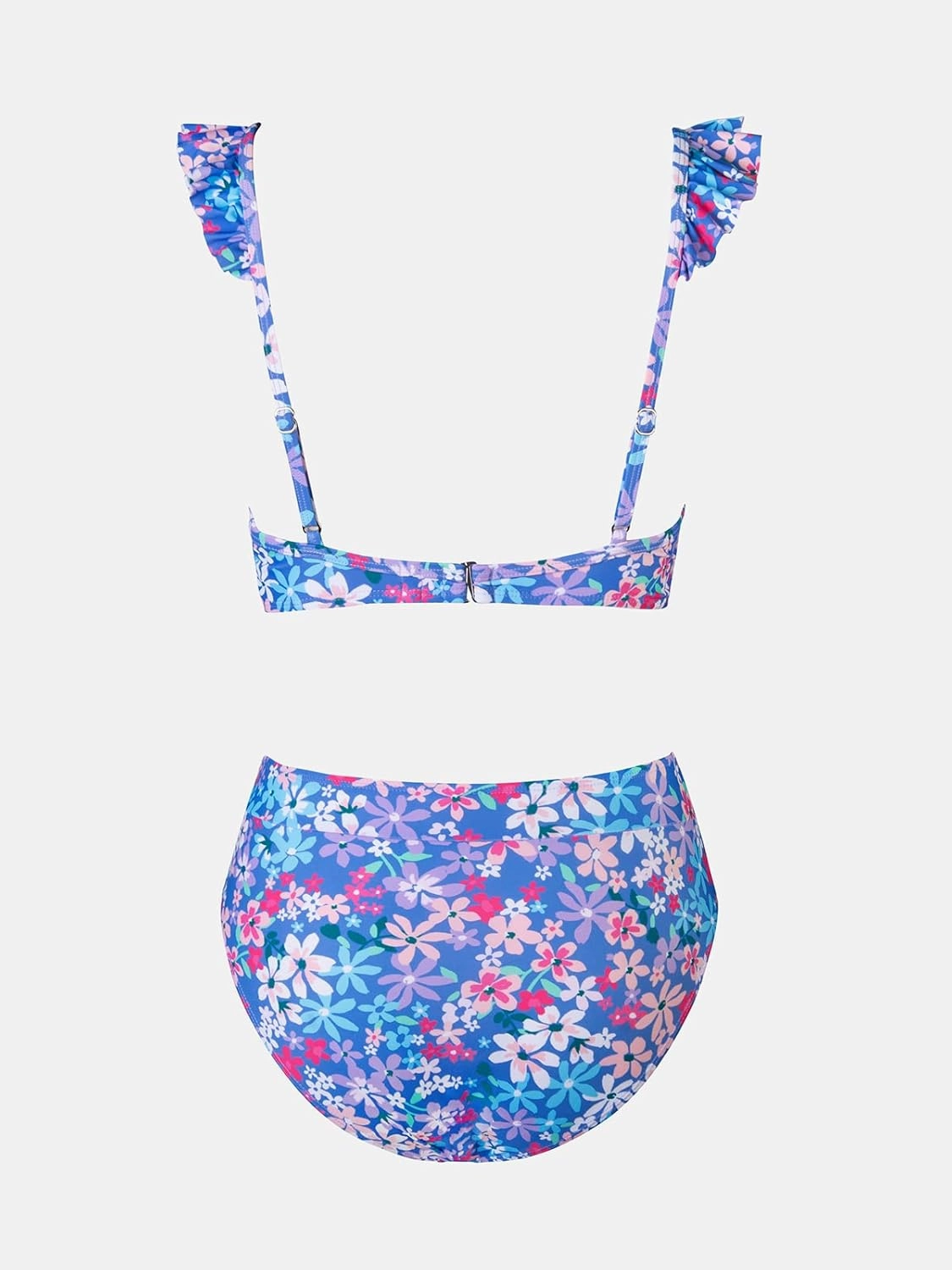 CUPSHE Women Bikini Sets 2 Piece Swimsuit High Waisted Bottom Floral Print Ruffle V Neck Bathing Suits