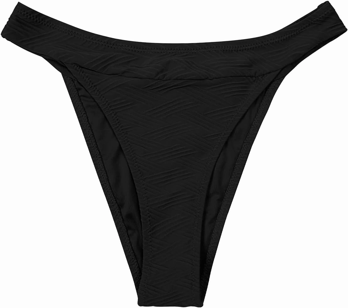CUPSHE Women's Bikini Bottom High Cut Mid Waist Cheeky Bathing Suit