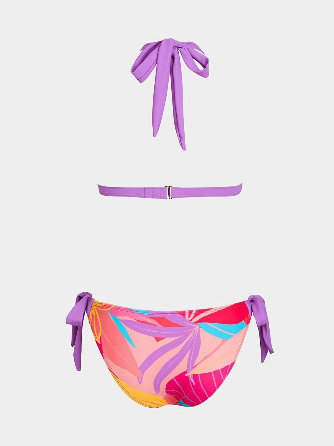 CUPSHE Women's Bikini Set Two Piece Swimsuits V Neck Halter Strap Back Hook Bathing Suit Mid Rise Side Tie Swimwear