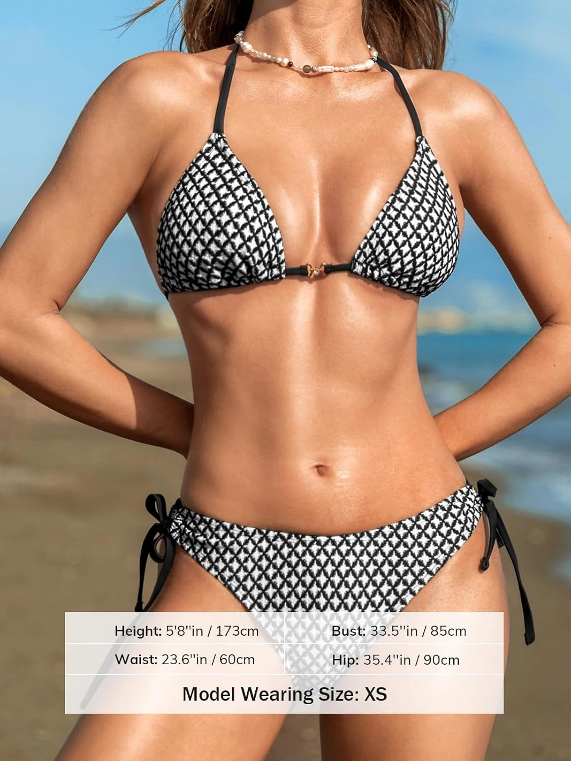 CUPSHE Women's Bikini Sets Halter V Neck Triangle Top Bathing Suit Side Tie Drawstring Bottoms Adjustable Straps