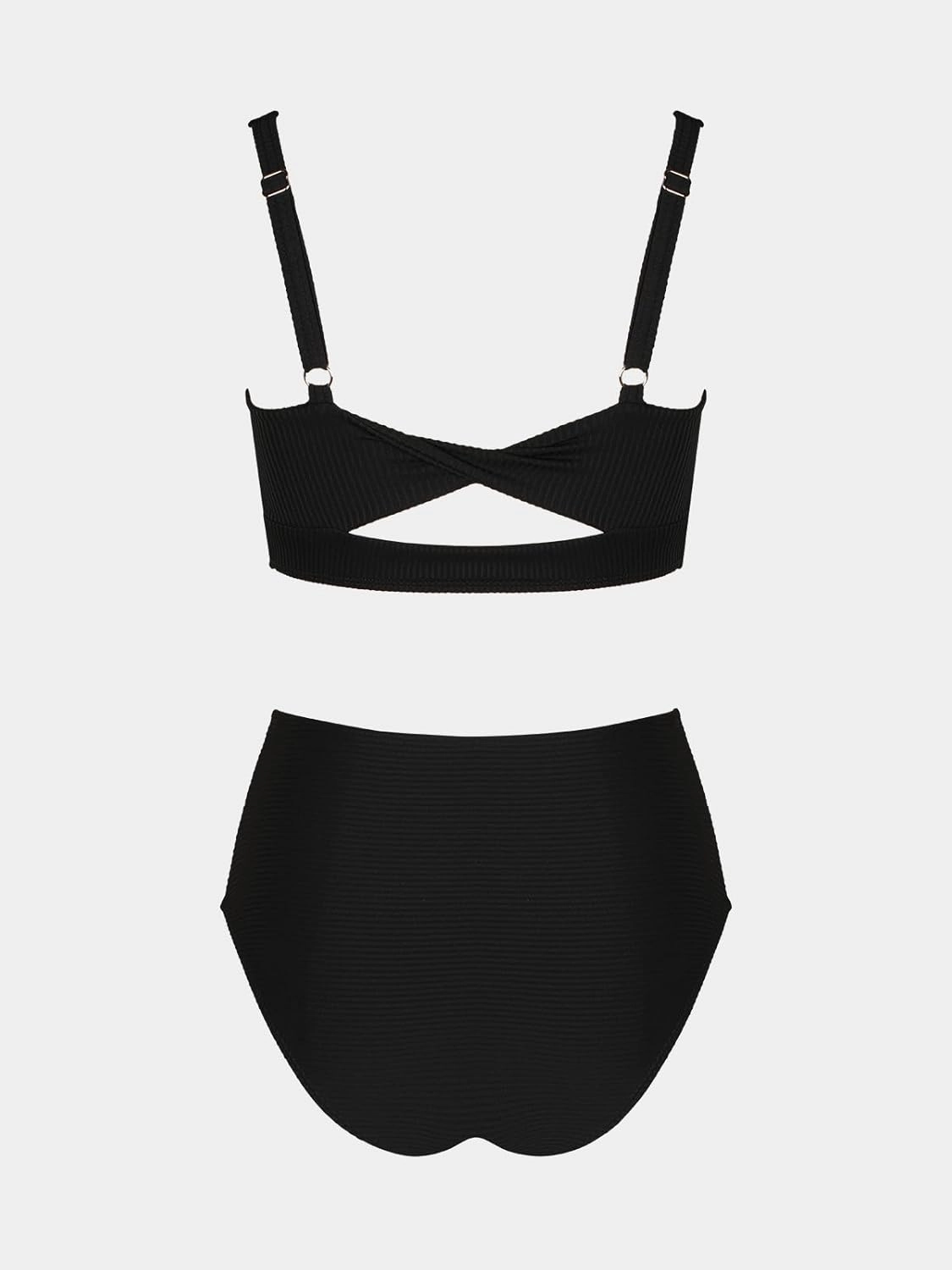CUPSHE Women's Bikini Sets Two Piece Bathing Suit High Waisted Square Neck Adjustable Straps Ruched