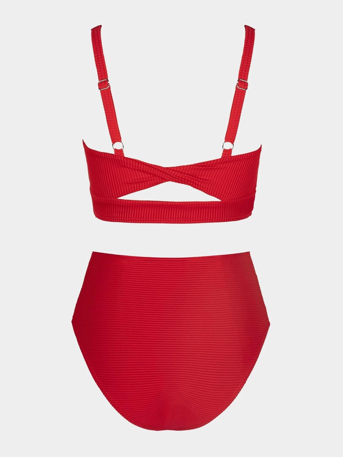 CUPSHE Women's Bikini Sets Two Piece Bathing Suit High Waisted Square Neck Adjustable Straps Ruched