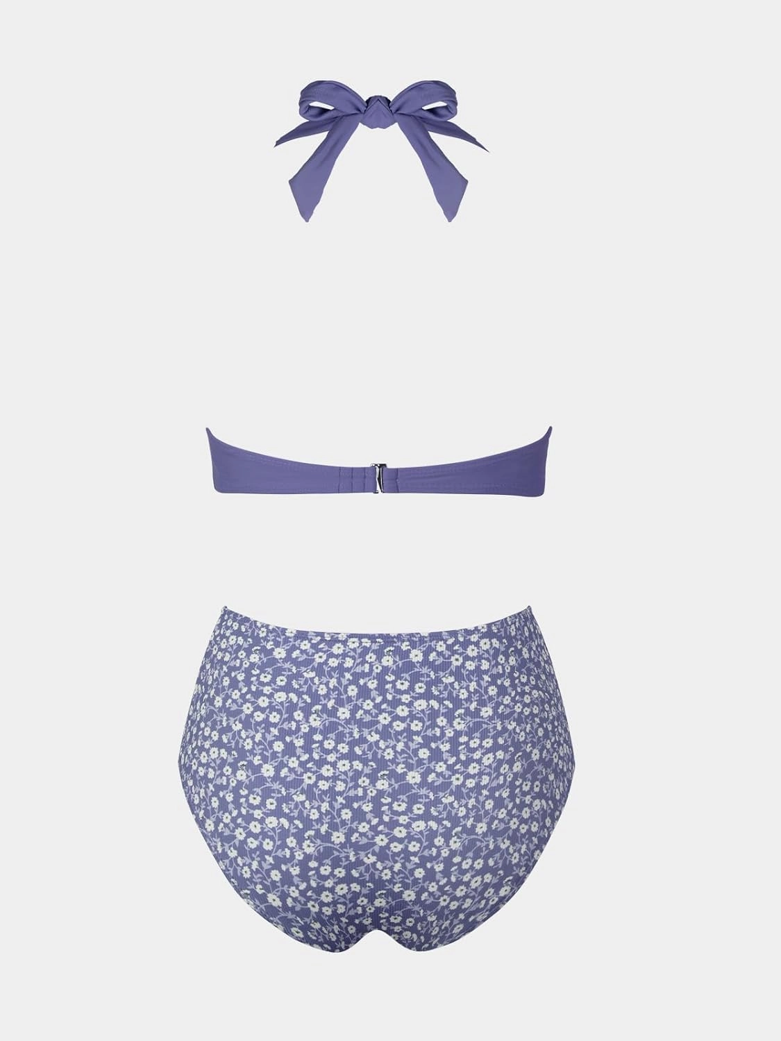 CUPSHE Women's Bikini Sets Two Piece Bathing Suit High Waisted V Neck Halter Front Twist Back Hook Textured