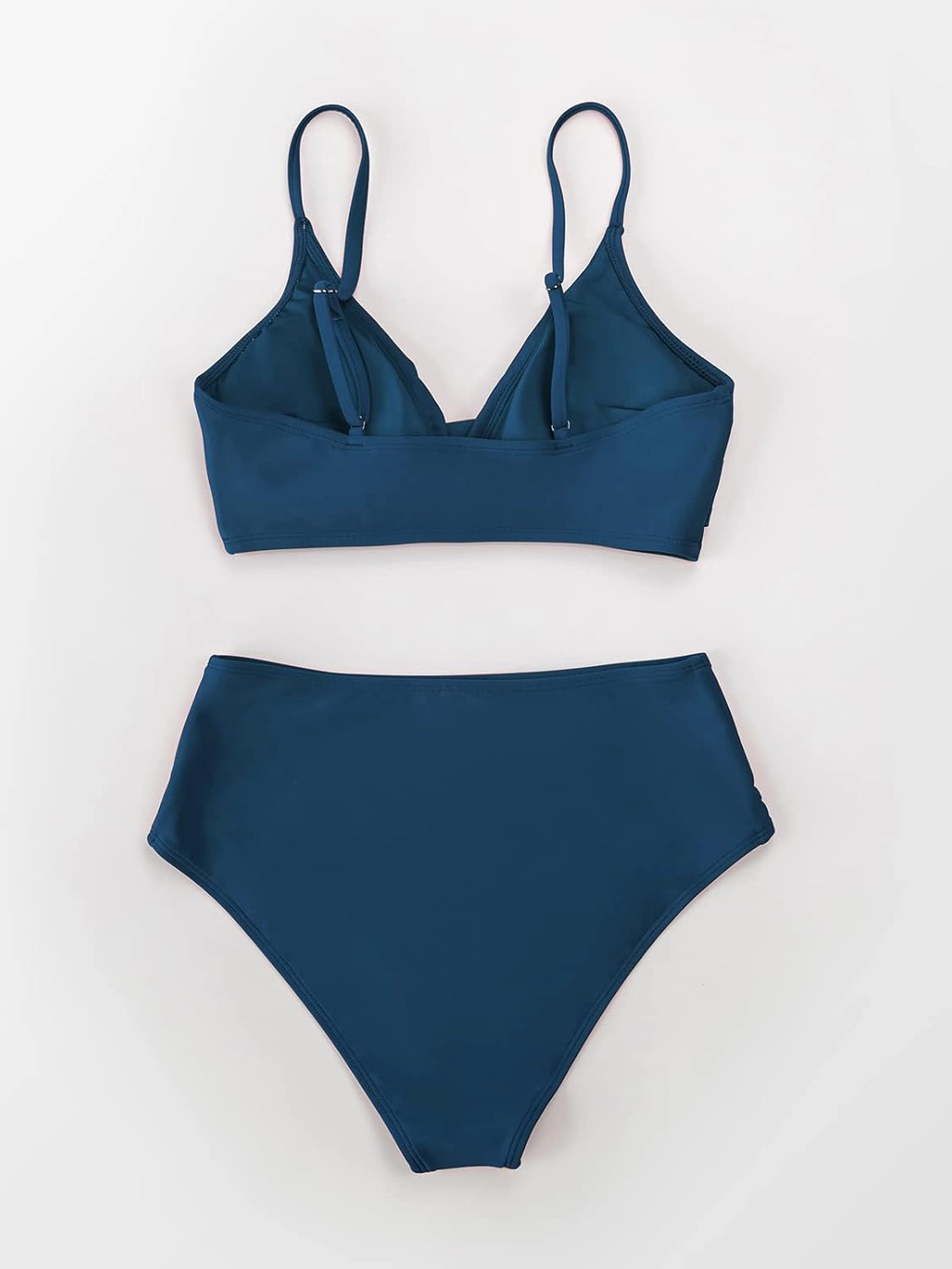 CUPSHE Women's Bikini Sets Two Piece Swimsuit High Waisted V Neck Twist Front Adjustable Spaghetti Straps Bathing Suit