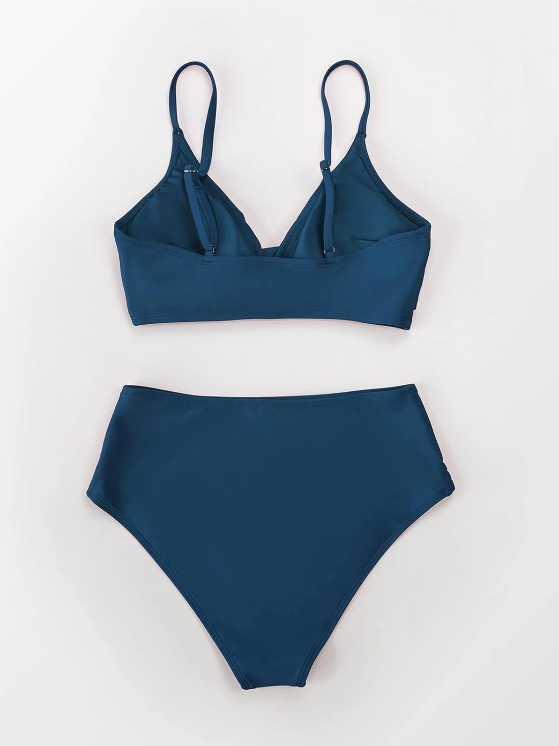 CUPSHE Women's Bikini Sets Two Piece Swimsuit High Waisted V Neck Twist Front Adjustable Spaghetti Straps Bathing Suit