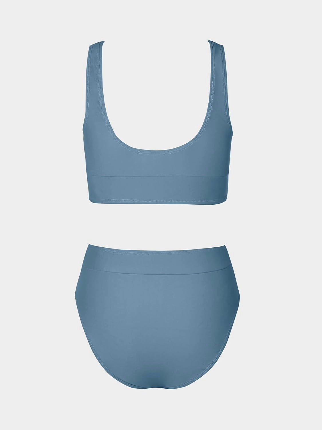 CUPSHE Women's Bikini Sets Two Piece Swimsuit Scoop Neck Tank Wide Straps Midkini Stitching