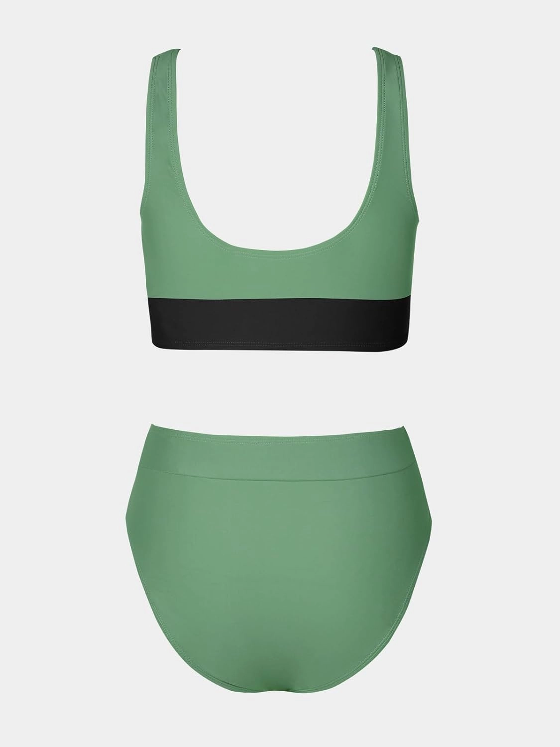 CUPSHE Women's Bikini Sets Two Piece Swimsuit Scoop Neck Tank Wide Straps Midkini Stitching