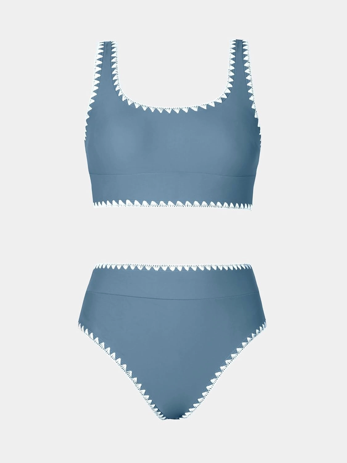 CUPSHE Women's Bikini Sets Two Piece Swimsuit Scoop Neck Tank Wide Straps Midkini Stitching