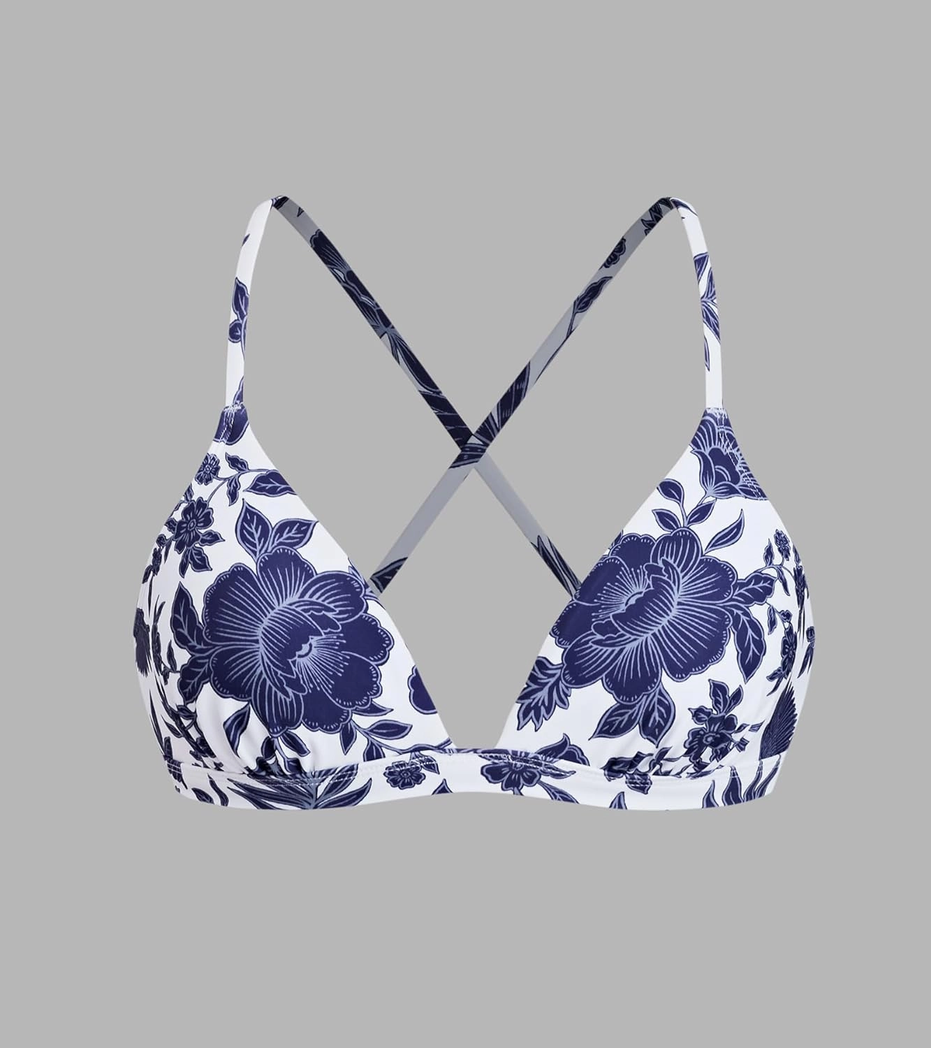 CUPSHE Women's Bikini Top V Neck Triangle Top Crisscross Back Self Tie Spaghetti Straps