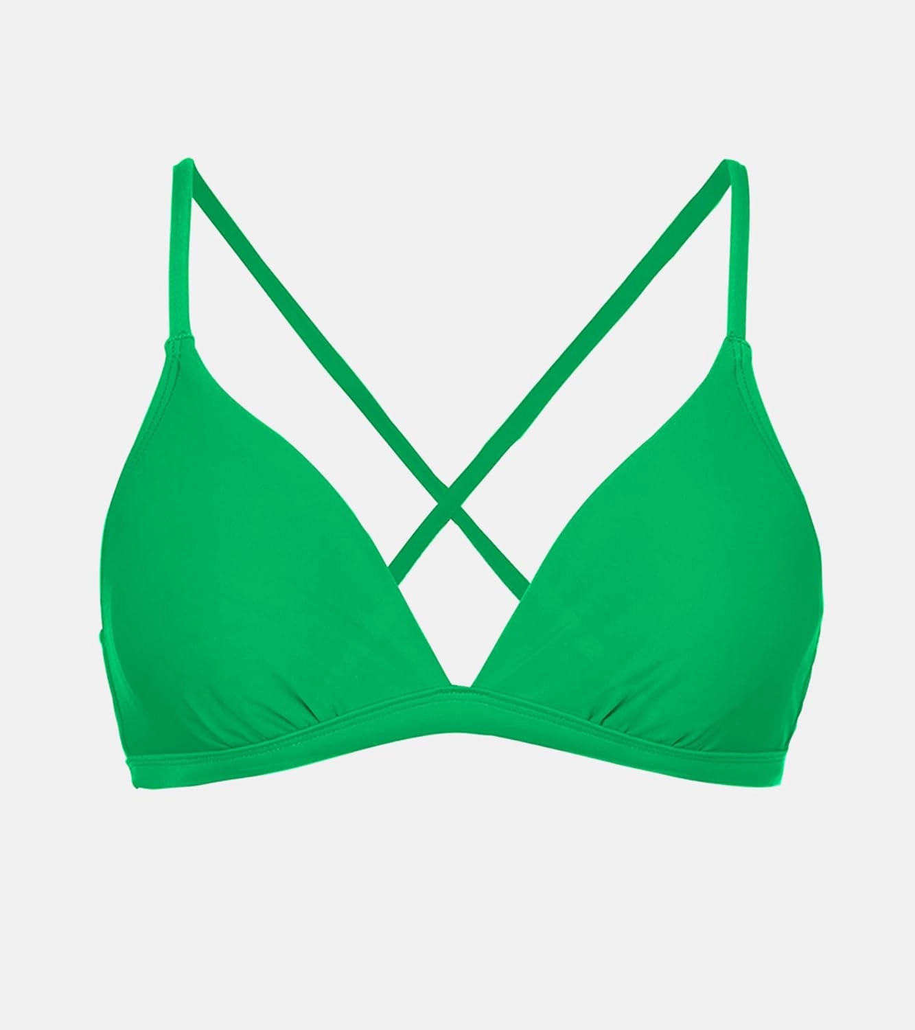 CUPSHE Women's Bikini Top V Neck Triangle Top Crisscross Back Self Tie Spaghetti Straps