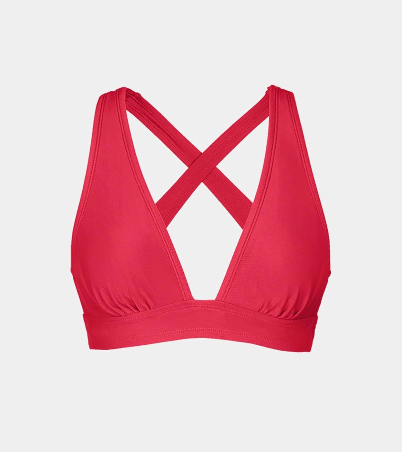CUPSHE Women's Bikini Top V Neck Triangle Top Wide Straps Cross Back Lace up