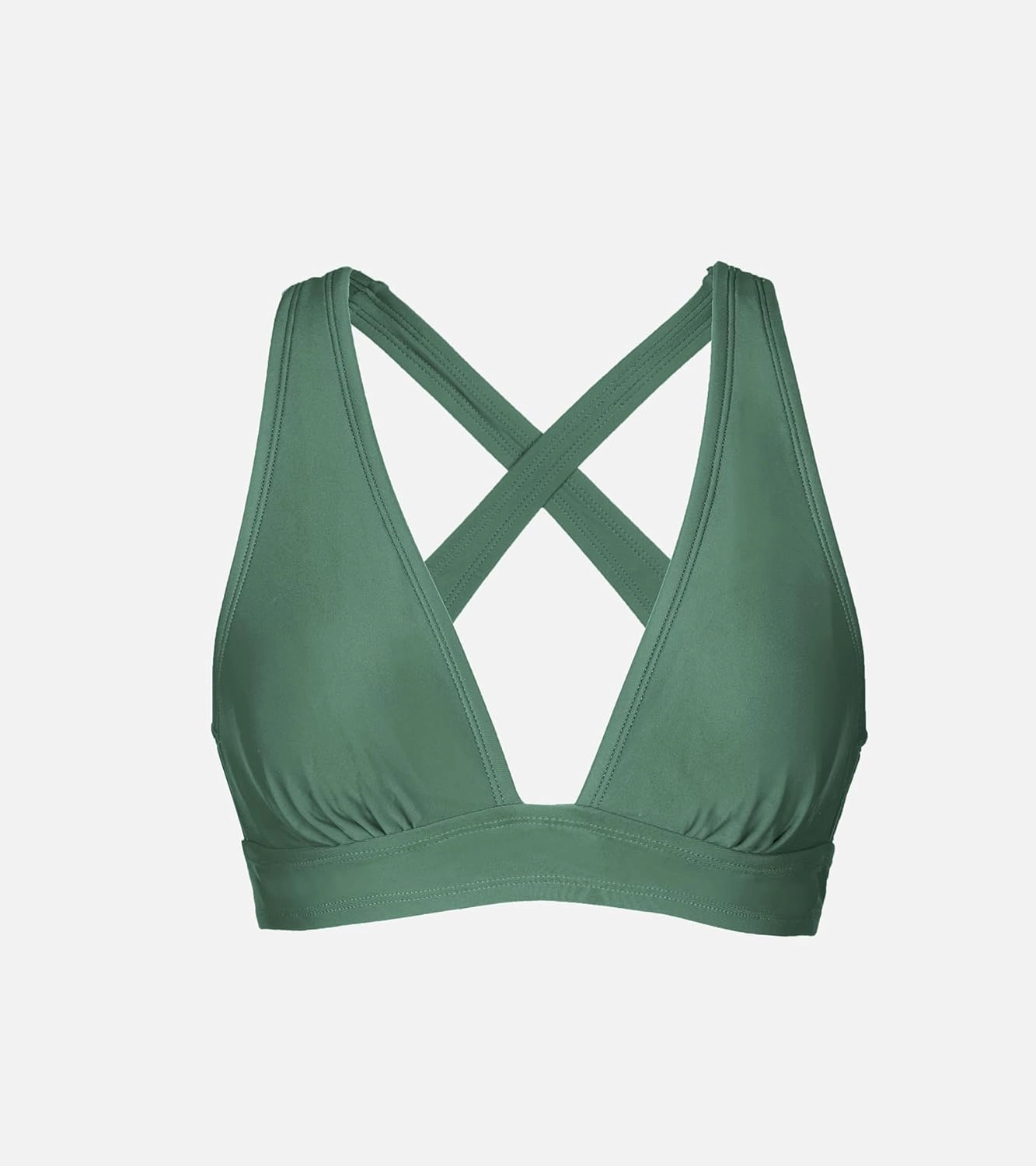CUPSHE Women's Bikini Top V Neck Triangle Top Wide Straps Cross Back Lace up