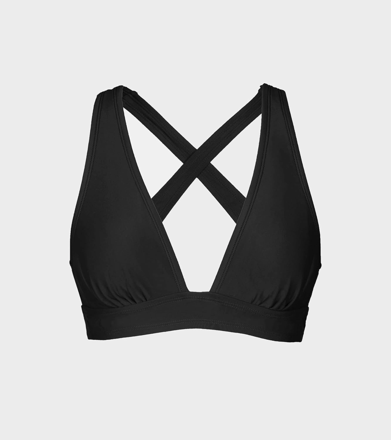 CUPSHE Women's Bikini Top V Neck Triangle Top Wide Straps Cross Back Lace up