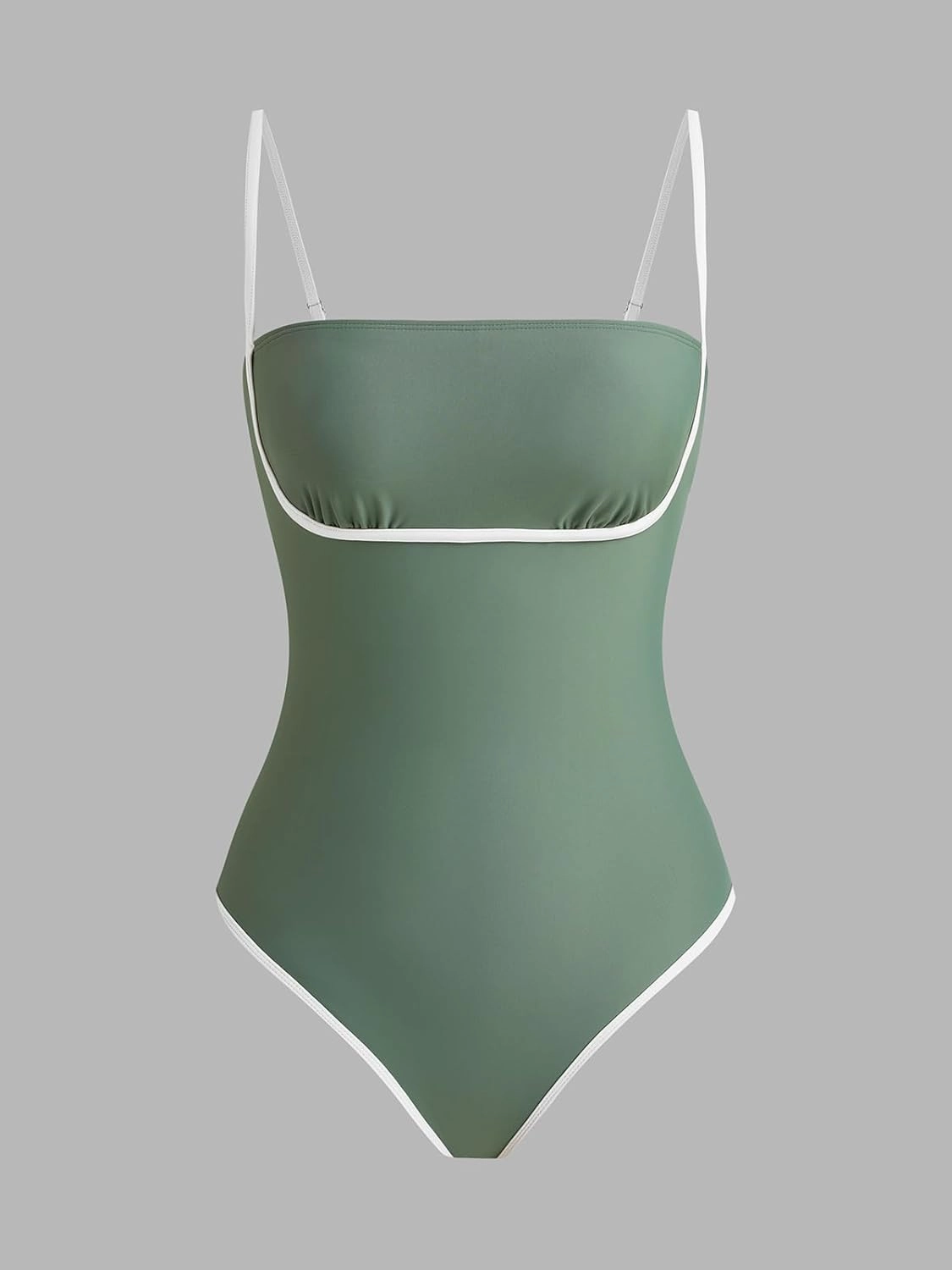 CUPSHE Women's One Piece Swimsuit Bathing Suit Square Neck Cutout Back Hook Color Block Cheeky Bottom
