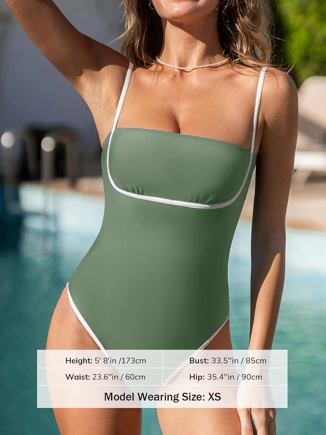 CUPSHE Women's One Piece Swimsuit Bathing Suit Square Neck Cutout Back Hook Color Block Cheeky Bottom