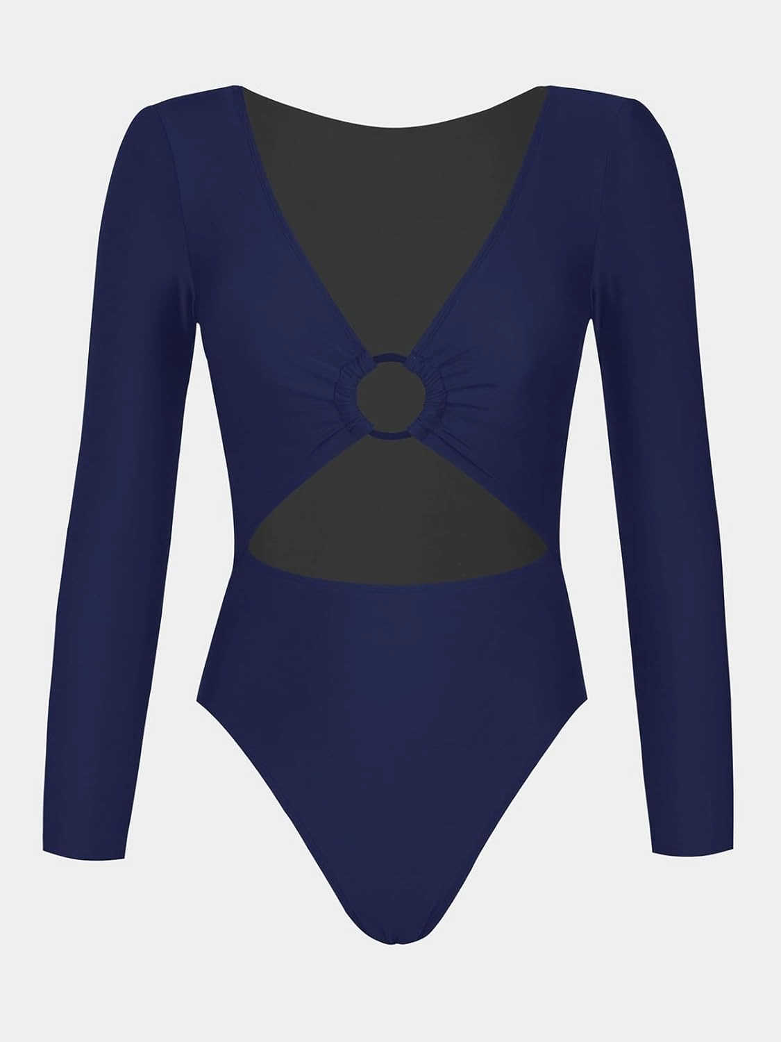 CUPSHE Women's One Piece Swimsuit Rash Guard Long Sleeve Cutout UPF 50  UV Deep V Neck O-Ring