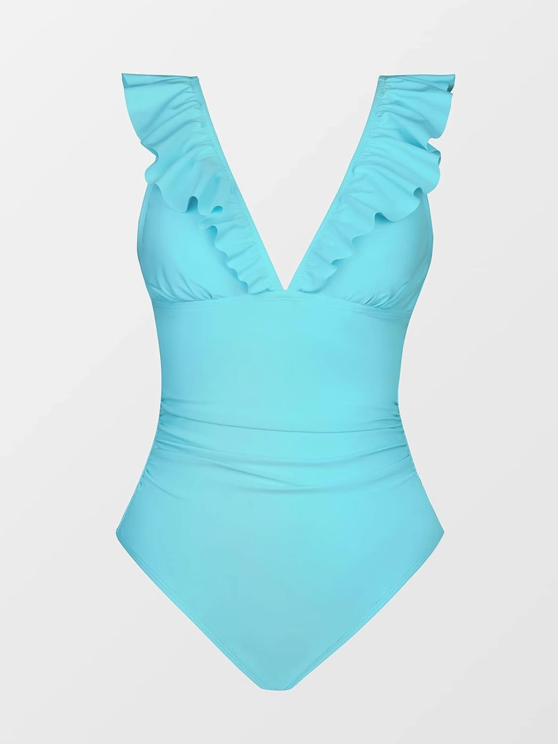CUPSHE Women's Ruffled One Piece Swimsuit V Neck Lace Up