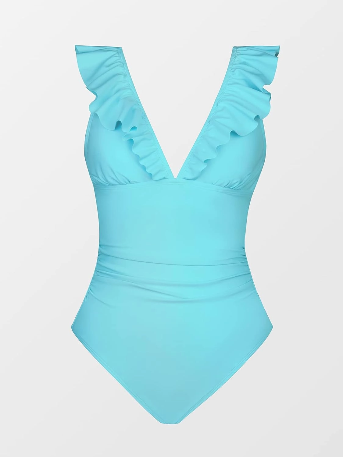 CUPSHE Women's Ruffled One Piece Swimsuit V Neck Lace Up