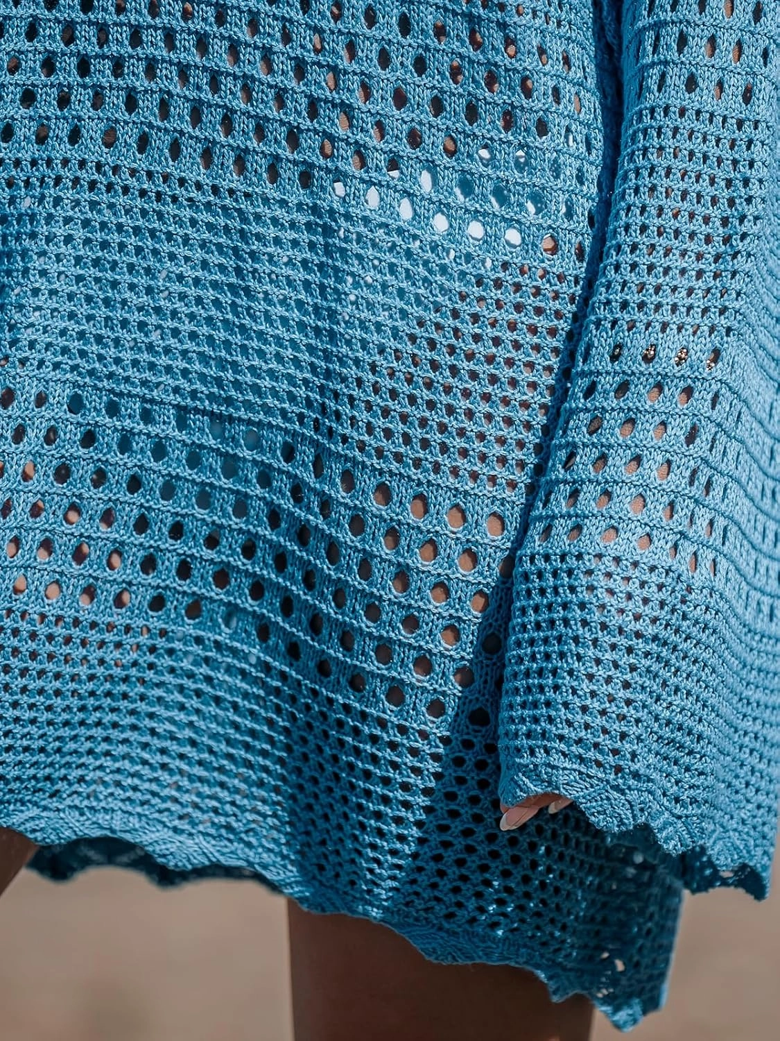 CUPSHE Women's Swimsuit Cover Up Crochet Bathing Suit Mesh Swimwear Knit Pullover Beach Dress