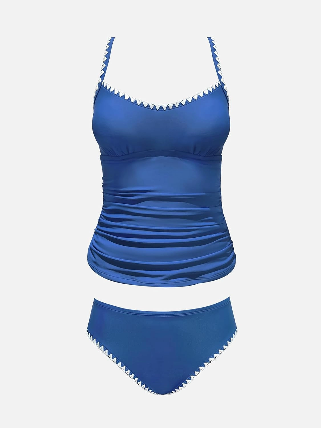 CUPSHE Women's Tankini Sets Two Piece Swimsuit Scoop Neck Mid Rise Adjustable Straps Shell Stitched (XS-4XL)