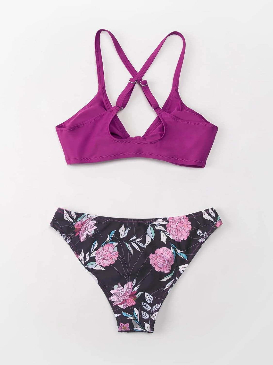 CUPSHE Women's Two Piece Bikini Set Floral Print Knot Bunny Tie