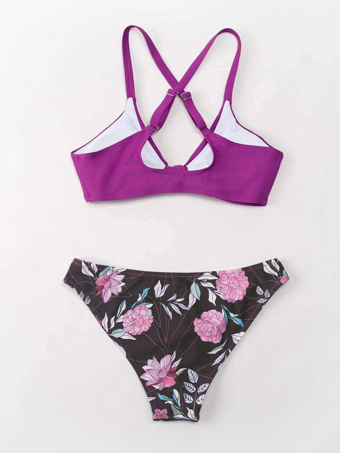 CUPSHE Women's Two Piece Bikini Set Floral Print Knot Bunny Tie