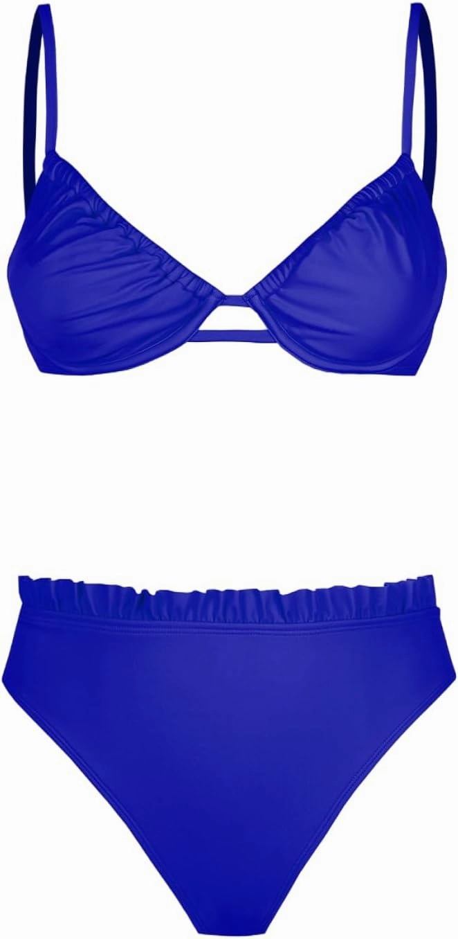 CUPSHE Women Swimsuit Bikini Set High Waisted Push Up Cheeky Drawstring Two Piece Bathing Suit