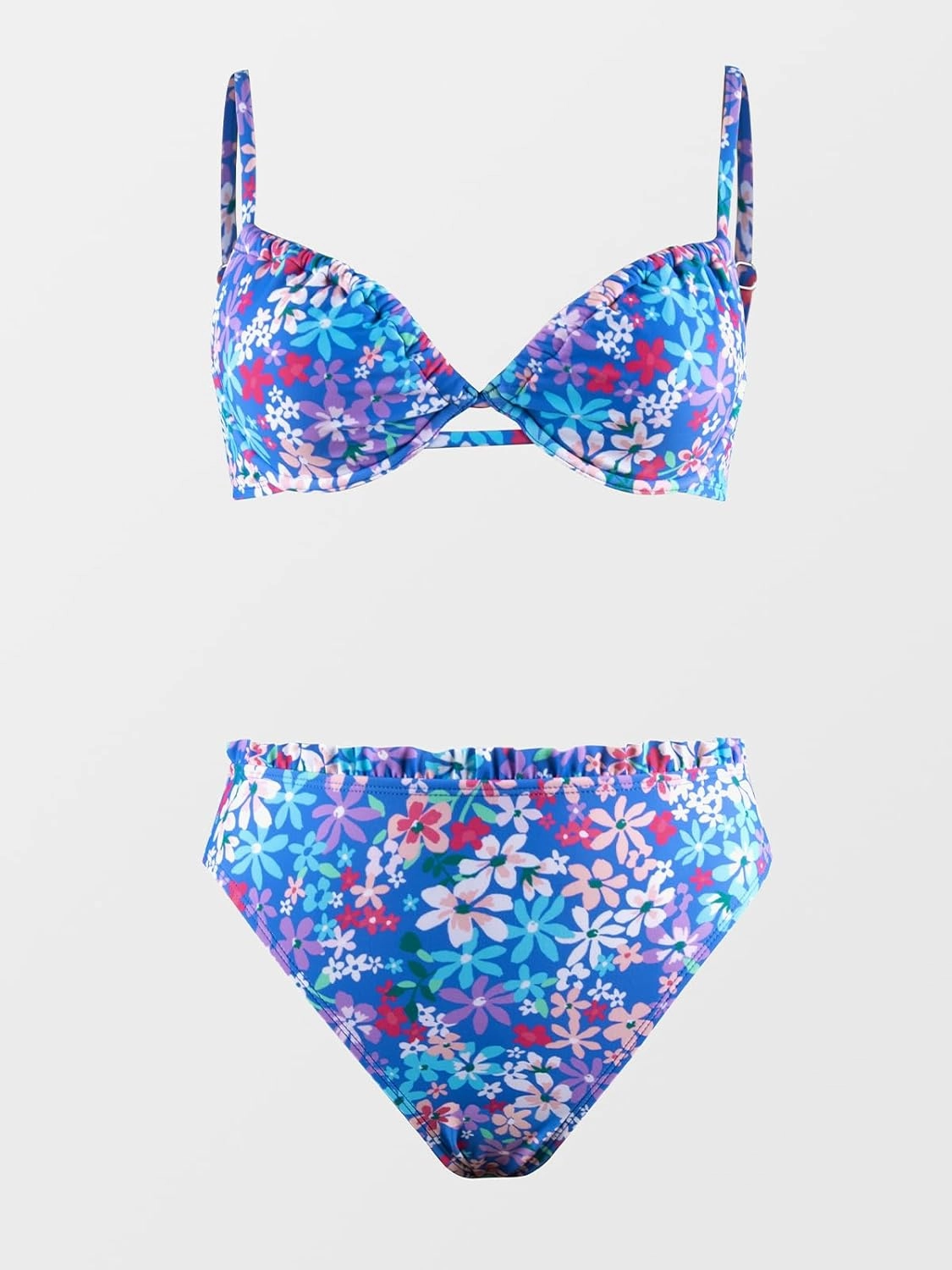 CUPSHE Women Swimsuit Bikini Set High Waisted Push Up Cheeky Drawstring Two Piece Bathing Suit