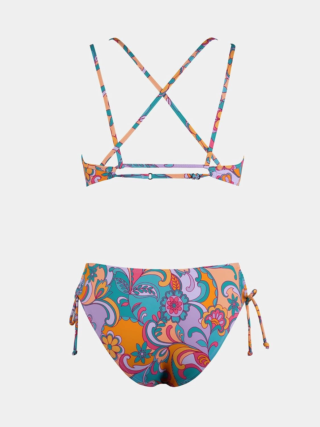 CUPSHE Women Swimsuit Bikini Set Two Piece Bathing Suit Criss Cross Back Strappy Side with Double Spaghetti Straps