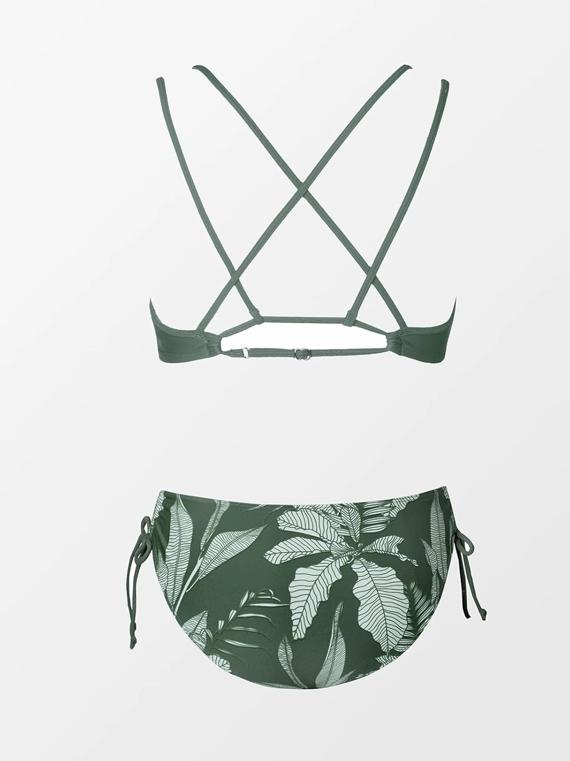 CUPSHE Women Swimsuit Bikini Set Two Piece Bathing Suit Criss Cross Back Strappy Side with Double Spaghetti Straps