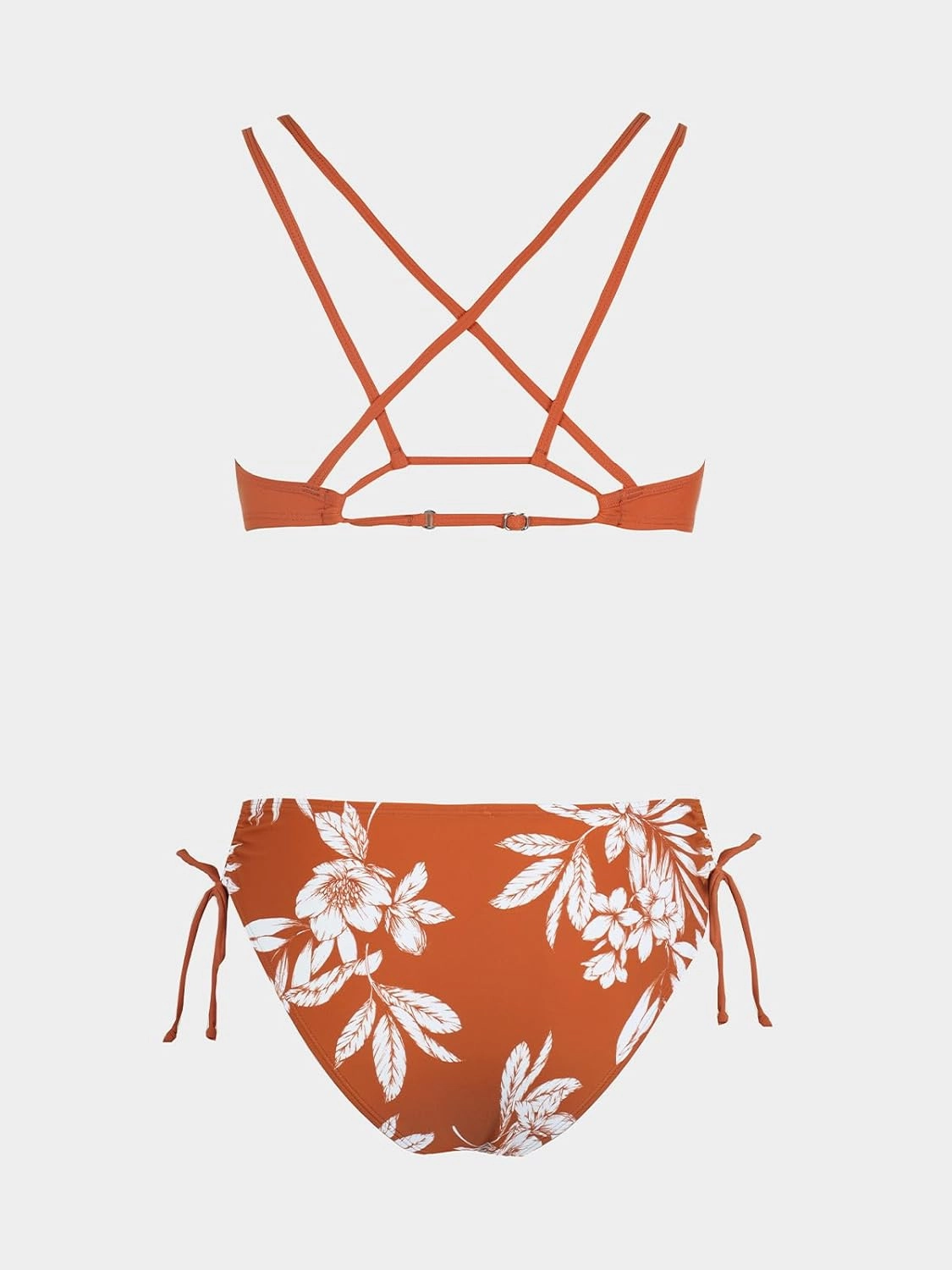 CUPSHE Women Swimsuit Bikini Set Two Piece Bathing Suit Criss Cross Back Strappy Side with Double Spaghetti Straps