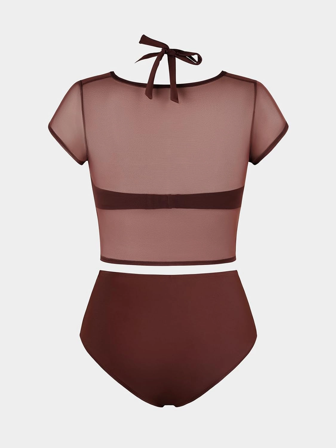 CUPSHE Women Swimsuit Plus Size Bikini Set Three Piece High Waisted Sheer Mesh Top Halter Ruched Bottom