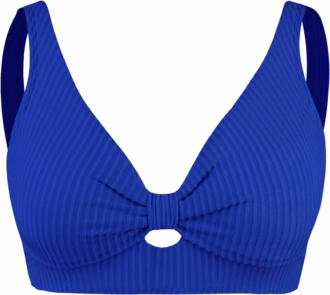 CUPSHE Women Swimsuit Plus Size Bikini Top Ribbed Texture Knotted Front Fixed Wide Straps No Bottom