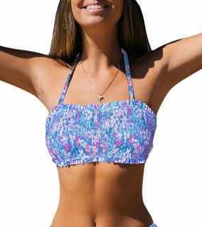 CUPSHE Womens Bikini Top Swimsuit Bandeau Top Back Tie with Removable Shoulder Straps