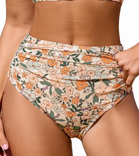 CUPSHE Womens Swimsuit Bikini Bottom High Waisted Bathing Suit Ruched Full Coverage