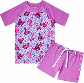 Cutemile 4-10 Years Girls 2 Piece Swimsuit UPF 50  Rash Guard Siwmwear with Short