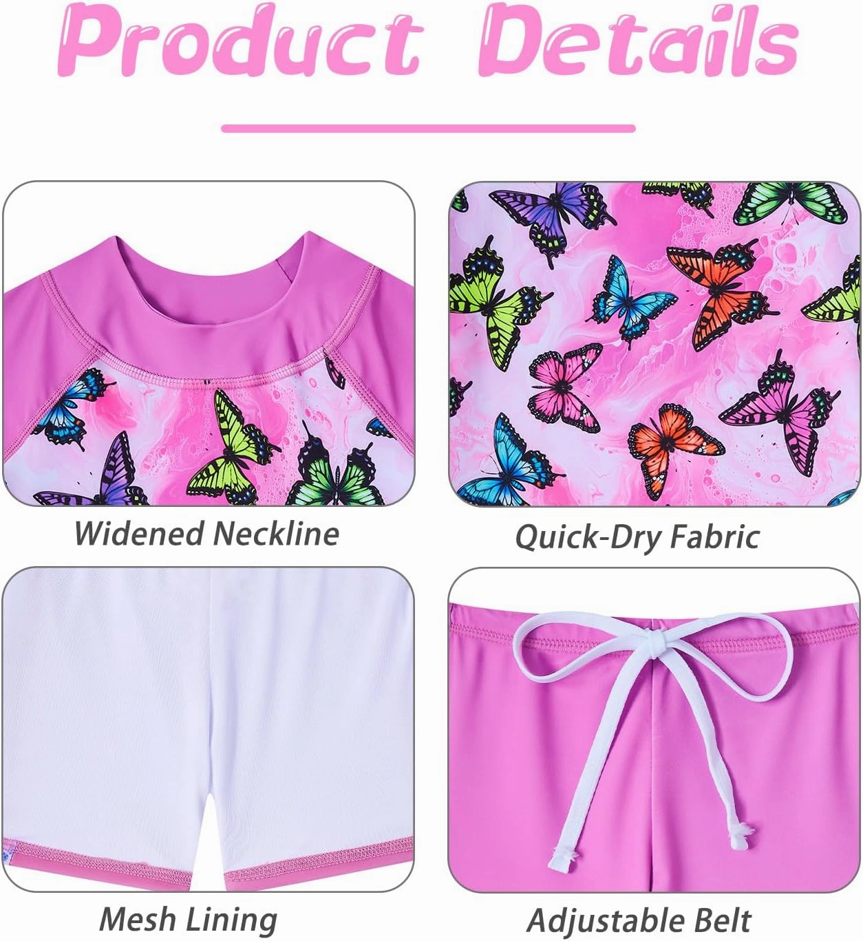 Cutemile 4-10 Years Girls 2 Piece Swimsuit UPF 50  Rash Guard Siwmwear with Short