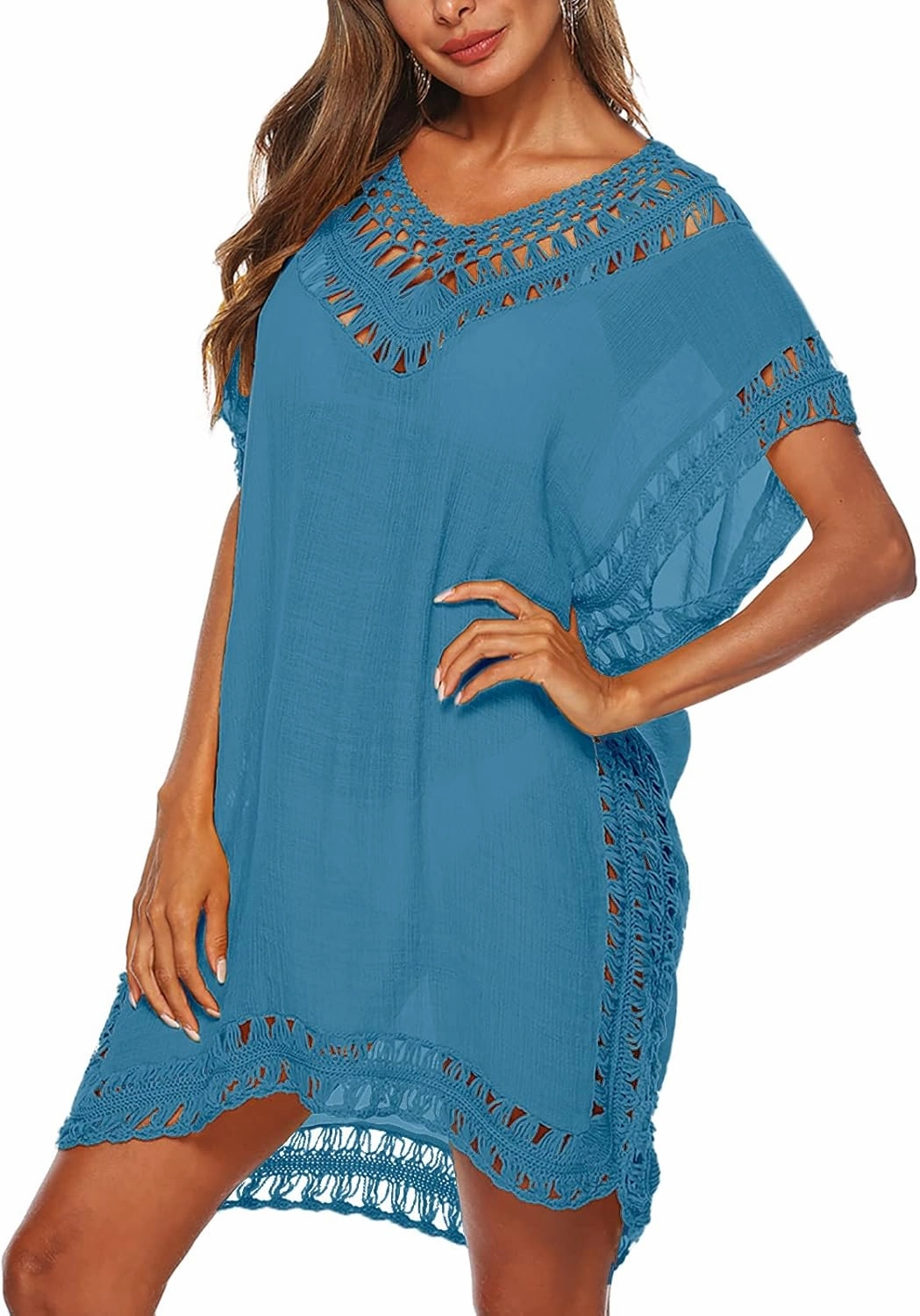 Cysincos Womens Swimsuit Cover Up Hollow Out Swimwear Beach Bathing Suit Bikini Coverups