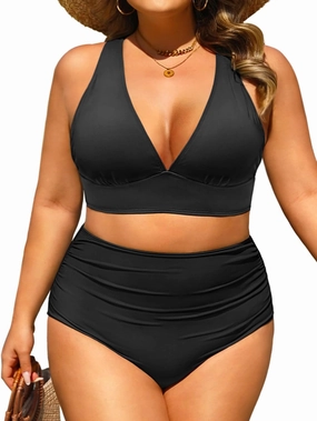 Daci Plus Size High Waisted Bikini - Two Piece Swimsuit Tummy Control Bathing Suit Sexy V Neck Swimwear 2025
