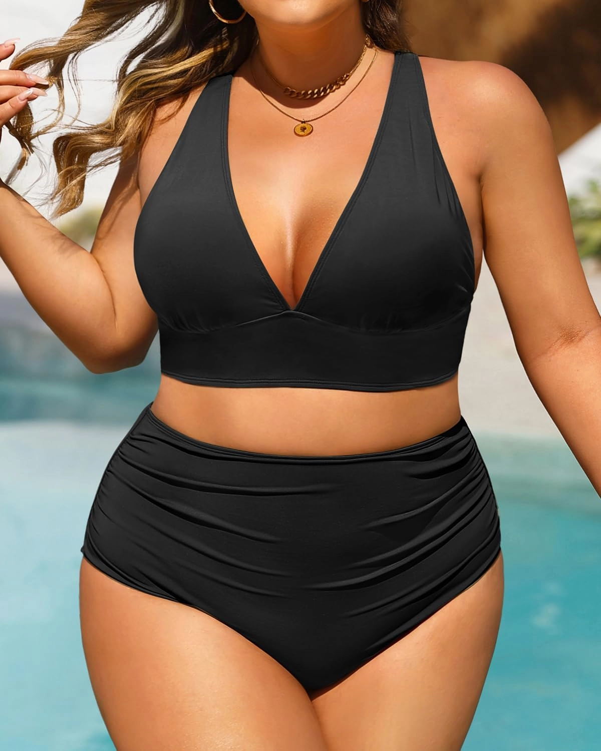 Daci Plus Size High Waisted Bikini - Two Piece Swimsuit Tummy Control Bathing Suit Sexy V Neck Swimwear 2025