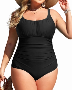 Daci Plus Size One Piece Swimsuit - Women's Tummy Control Bathing Suit Retro Full Coverage Swimwear 2025