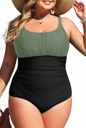 Daci Plus Size One Piece Swimsuit - Women's Tummy Control Bathing Suit Retro Full Coverage Swimwear 2025