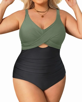 Daci Plus Size One Piece Swimsuits - Tummy Control Bathing Suit for Women Cutout Swimwear