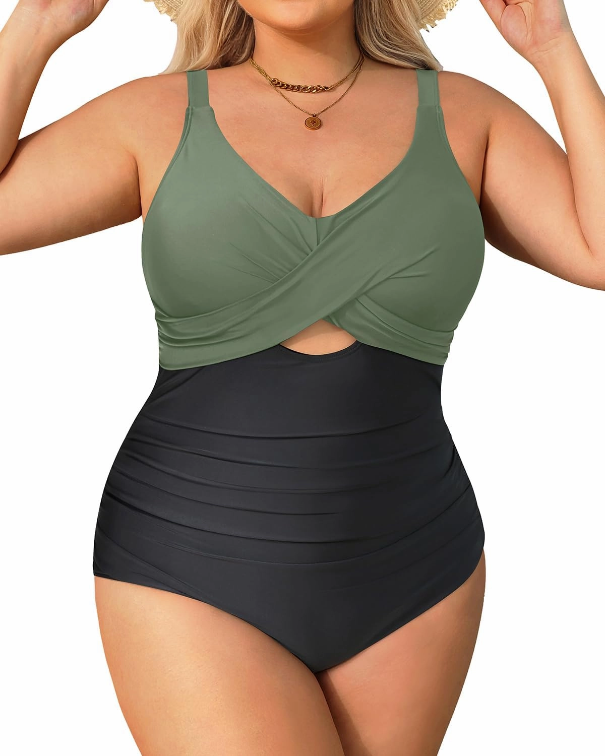 Daci Plus Size One Piece Swimsuits - Tummy Control Bathing Suit for Women Cutout Swimwear