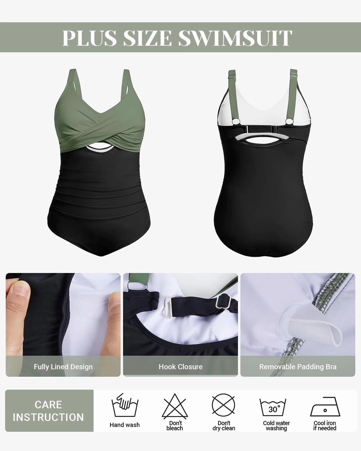 Daci Plus Size One Piece Swimsuits - Tummy Control Bathing Suit for Women Cutout Swimwear