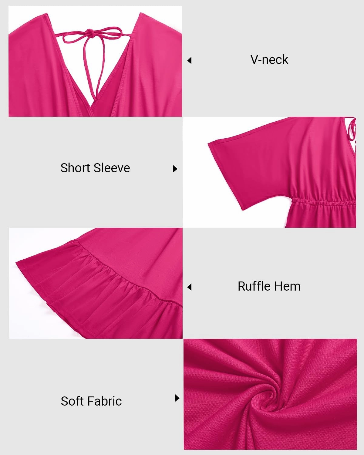 Daci Plus Size Swimsuit Cover Ups - V Neck Bathing Suit Women Short Sleeve Beach Dress