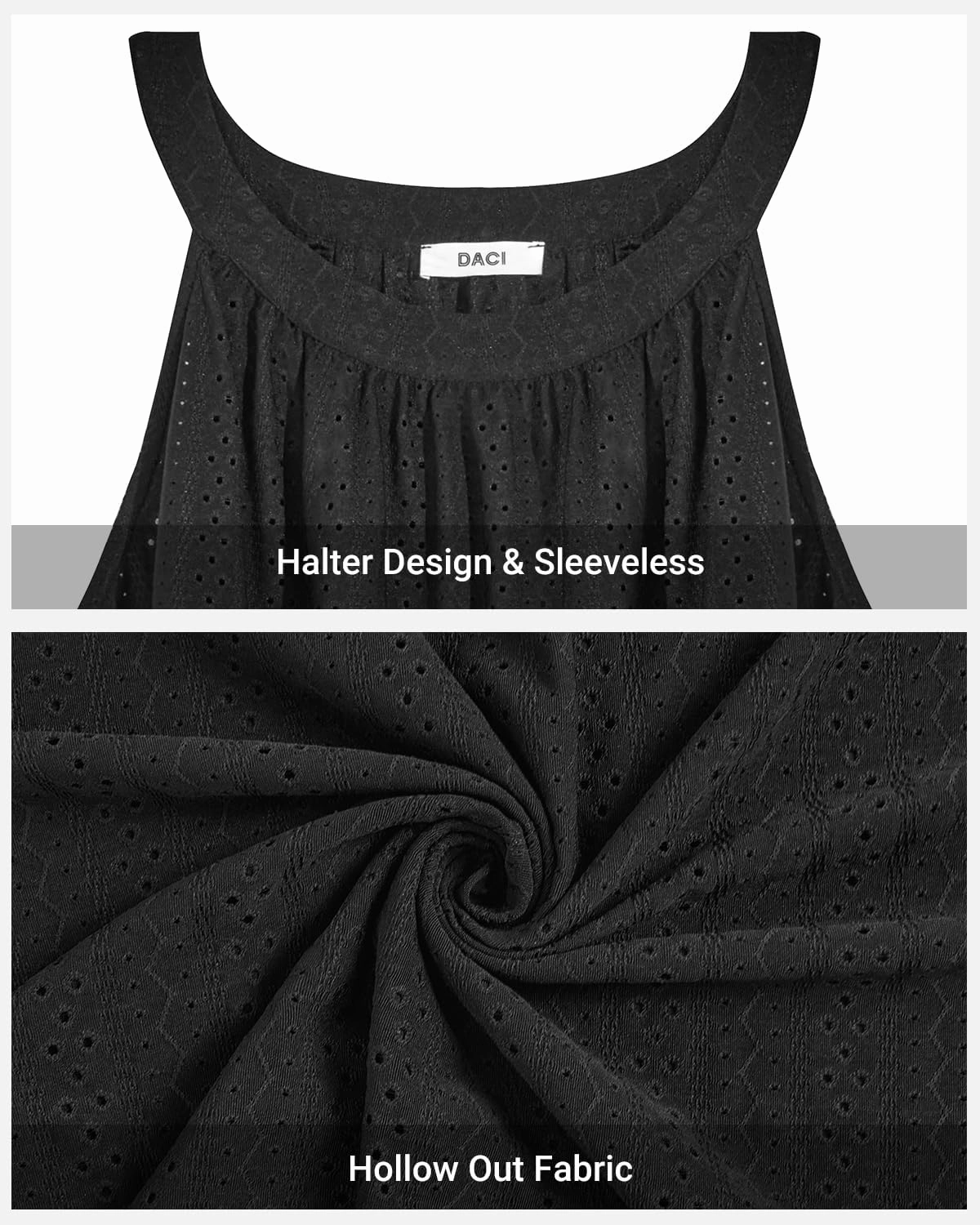 Daci Plus Size Swimsuit Cover Ups - Women Halter Hollow Out Bathing Suit Beach Coverup Sun-Dress